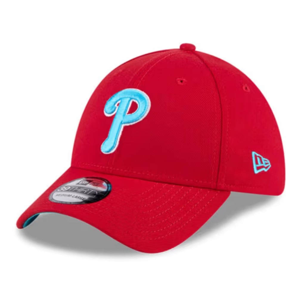NEW ERA PHILADELPHIA PHILLIES MENS RED 2024 FATHERS DAY 39THIRTY FLEX HAT